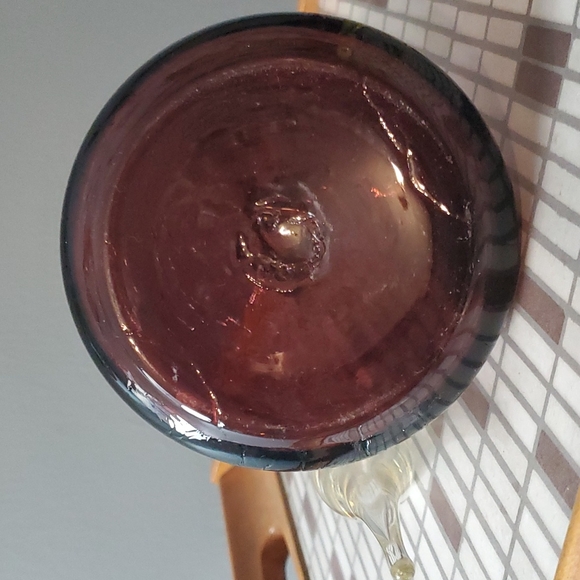 Purple Crackled Bischoff Glass Cruet Bottle Decanter Genie with stopper Vintage - Picture 6 of 8